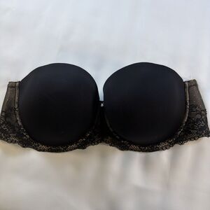 Torrid Strapless Bra 46D Full Coverage Black Lace Multiway Underwire Plus Size